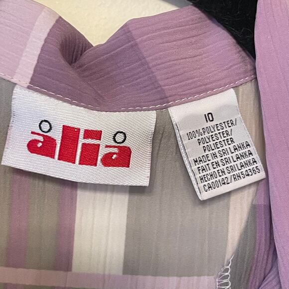 80s Vintage Aria 10 short sleeve button down blouse pink pastel geometric AOP - Picture 4 of 7